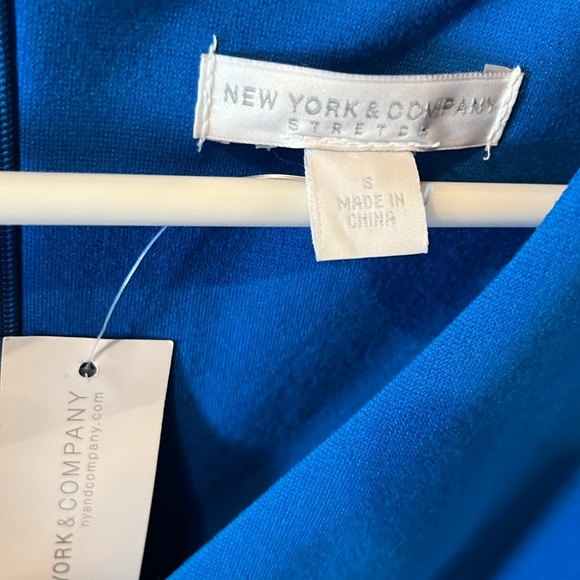 NY&C Dress Cap Sleeve V-Neck Bodycon Sheath Royal Blue Large Zippers size S - Picture 2 of 4